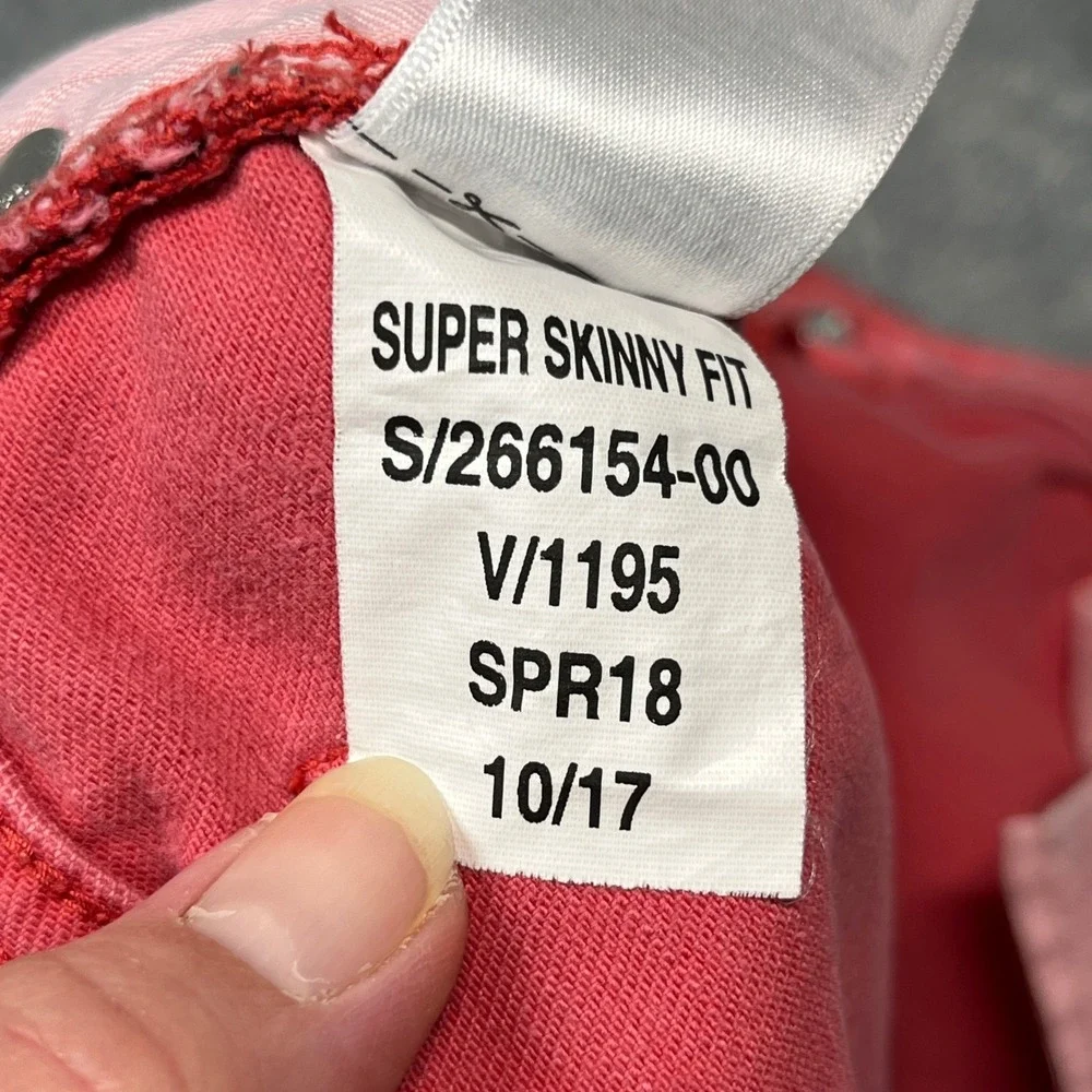 Gap Kids Super Skinny Jeans Kids Coral Red Adjustable Waist 12 Regular - Picture 13 of 16